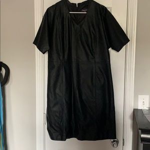 Faux leather sheath dress